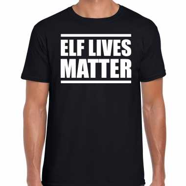 Elf lives matter kerst t shirt / kerstkleding zwart voor heren