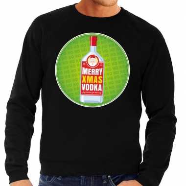 Foute kersttrui merry christmas vodka zwart heren