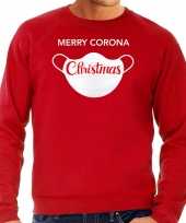 Grote maten merry corona christmas foute kersttrui kerstkleding rood voor heren