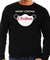 Grote maten merry corona christmas foute kersttrui kerstkleding zwart voor heren