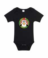 Kerst rompertje met pinguin print zwart baby